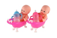 Miminko ve vaničce guma/plast s lahvičkou 10cm v plastové krabičce 13x9x6,5cm