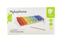 Xylofon duhový dřevo s paličkou 26cm v krabici 28x16x7cm 18m+