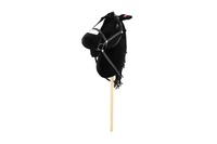 Kůň na tyči plyš 70cm na baterie se zvukem černý v sáčku