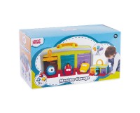 Garáž s autíčky 3ks + doplňky plast 30x14x13cm v krabici 2+