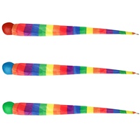 Míček měkký s dlouhým ocáskem látka 100cm duhový na kartě