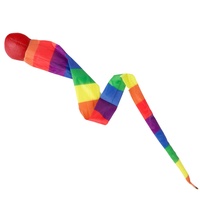 Míček měkký s dlouhým ocáskem látka 100cm duhový na kartě