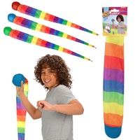 Míček měkký s dlouhým ocáskem látka 100cm duhový na kartě