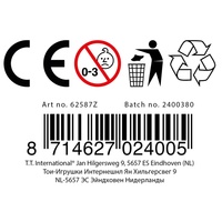 Míček měkký s dlouhým ocáskem látka 100cm duhový na kartě