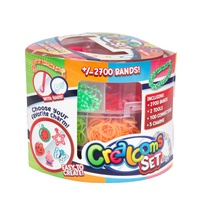 Udělej si svůj náramek - gumičky 2700ks + náčiní v plastové krabičce tvar srdce 16x13cm