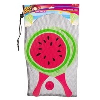 Sada na plážový tenis ovoce dřevěné 38cm 2 pálky + 1 míček 3 druhy v látkovém sáčku