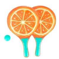 Sada na plážový tenis ovoce dřevěné 38cm 2 pálky + 1 míček 3 druhy v látkovém sáčku