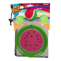 Lambáda/Catch ball hra s míčkem na suchý zip ovoce  18cm 3 druhy v látkovém sáčku