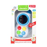 Telefon mobil pro nejmenší se zrcátkem plast na baterie se světlem se zvukem v krabičce 13x19cm 6m+
