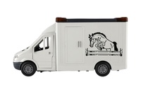 Auto přepravník zvířat plast  28cm s koněm na setrvačník se světlem se zvukem šedé v krabici 39x18cm