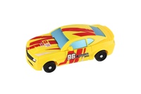 Transformer auto/robot plast 14cm žlutý na kartě 17x26x6cm