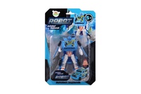 Transformer auto/robot plast 14cm modrý na kartě 17x26x6cm