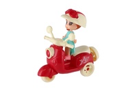 Panenka se skútrem plast 9cm s helmou 4 barvy na kartě 18x25x5cm