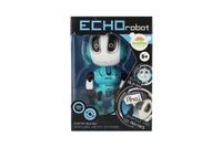 Robot ECHO kovový 12cm opakující věty modrý se zvukem a světlem