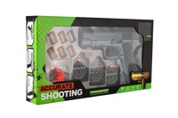 Pistole na pěnové náboje plast 19cm + terče 3ks, náboje 6ks v krabici 34x18x4,5cm