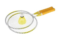 Badminton sada dětská kov/plast 2 pálky + 1 košíček 2 barvy v síťce 23x45x6cm