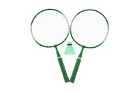 Badminton sada dětská kov/plast 2 pálky + 1 košíček 2 barvy v síťce 23x45x6cm