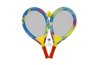 Plážová sada pálky 2ks kov/plast 27x54cm s míčkem s košíčkem barevné v síťce