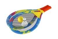 Plážová sada pálky 2ks kov/plast 27x54cm s míčkem s košíčkem barevné v síťce