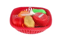 Sada nádobí v ošatce plast s doplňky v síťce 20x20x7cm