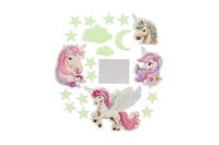 Jednorožci na zeď/stop svítící ve tmě papír/plast 2 druhy na kartě