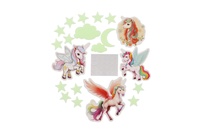 Jednorožci na zeď/stop svítící ve tmě papír/plast 2 druhy na kartě