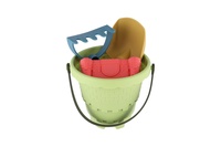 Sada na písek plast kbelík, lopatka, hrabičky, 3 formičky  3 barvy v síťce