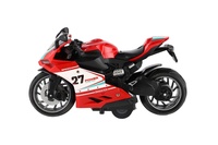 Motorka silniční plast 13cm na zpětné natažení na baterie se světle, zvukem 4 barvy 12ks v boxu