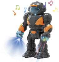 Robot chodící plast 22cm na baterie se světlem se zvukem v krabici 18x24,5x9cm