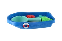 Sada do vany plast lodička, sítko s mořskými zvířátky v síťce 14x24cm