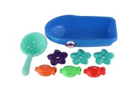 Sada do vany plast lodička, sítko s mořskými zvířátky v síťce 14x24cm