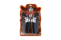 Pistole/kolt klapací s pouzdrem 2ks kovbojská sada plast s doplňky na kartě 19x29cm