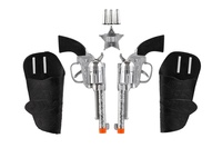 Pistole/kolt klapací s pouzdrem 2ks kovbojská sada plast s doplňky na kartě 19x29cm