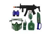 Vojenská sada samopal klapací plast 32cm s doplňky v síťce