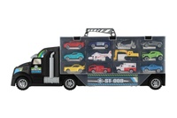 Auto kamion přepravník + dopravní prostředky plast 50cm na volný chod v krabici 51x18x10cm