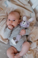 Zajíček babyted pískátko/kousátko plyš 25cm fialový na kartě v sáčku 0m+