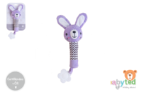 Zajíček babyted pískátko/kousátko plyš 25cm fialový na kartě v sáčku 0m+