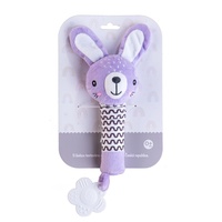 Zajíček babyted pískátko/kousátko plyš 25cm fialový na kartě v sáčku 0m+