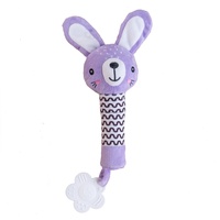 Zajíček babyted pískátko/kousátko plyš 25cm fialový na kartě v sáčku 0m+