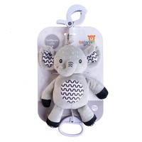 Slon babyted natahovací hrací strojek plyš 30cm závěs na postýlku/kočárek na kartě v sáčku 0m+