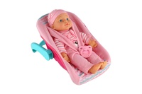 Panenka miminko plast/látka 30cm měkké tělo v nosítku/autosedačce s dudlíkem 2 barvy v blistru