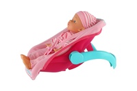 Panenka miminko plast/látka 30cm měkké tělo v nosítku/autosedačce s dudlíkem 2 barvy v blistru