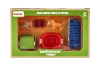 Pejskové/Pes 2ks s plotem plast s doplňky v krabici 23x14,5x4,5cm