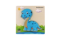 Vkládačka/Puzzle deskové dřevo dinosauři mix druhů v sáčku 16x15cm