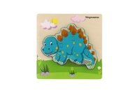 Vkládačka/Puzzle deskové dřevo dinosauři mix druhů v sáčku 16x15cm