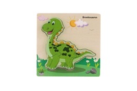 Vkládačka/Puzzle deskové dřevo dinosauři mix druhů v sáčku 16x15cm
