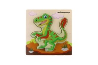 Vkládačka/Puzzle deskové dřevo dinosauři mix druhů v sáčku 16x15cm