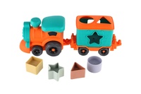 Mašinka/vláček s vagónem bioplast 30cm vkládačka na volný chod v krabičce 35x14x10cm 18m+