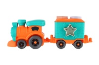 Mašinka/vláček s vagónem bioplast 30cm vkládačka na volný chod v krabičce 35x14x10cm 18m+