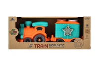 Mašinka/vláček s vagónem bioplast 30cm vkládačka na volný chod v krabičce 35x14x10cm 18m+